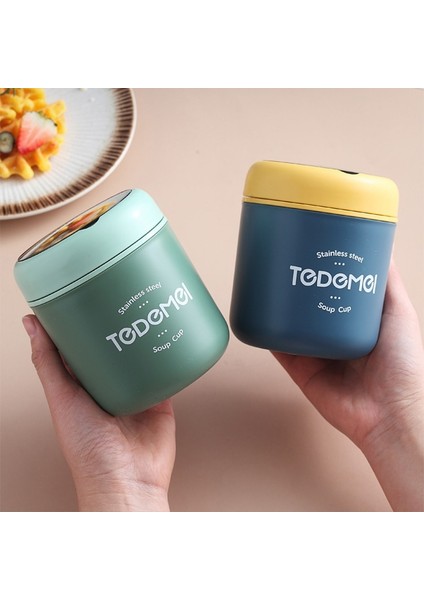 Sarı Mini Termal Öğle Yemeği Kutusu Gıda Kabı Kaşık 430 ml Yalıtımlı Çorba Bardağı Vakum Bardak Termos Termo Okul Çocuklar Için Sıcak Tutun (Yurt Dışından)