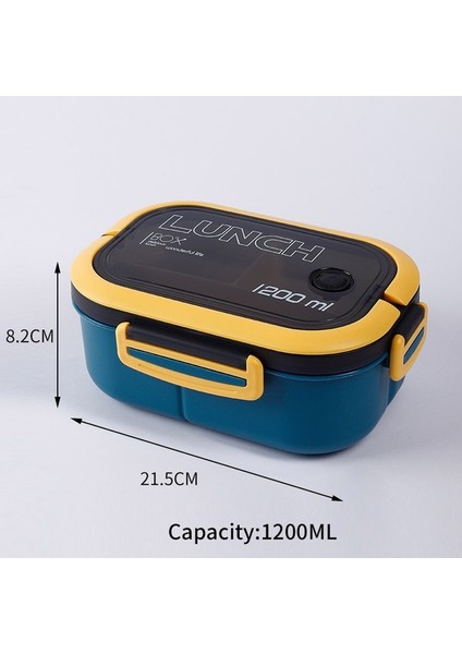 0240- Mavi Öğle Yemeği Kutusu 2 Katmanlar Izgaralar Öğrenci Ofis Çalışanı Mikrodalga Hermetik Bento Kutusu Açık Piknik Meyve Gıda Kabı Çatal Kaşık ile (Yurt Dışından)