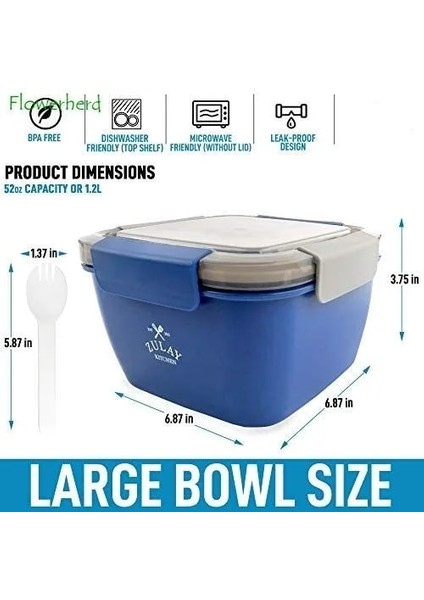 Nane Yeşili 1500 ml 52 Oz Bento Öğle Yemeği Kutusu Salata Kabı Öğle Yemeği Için Bpa Ücretsiz Sızdırmaz Salata Sosu Kabı Akıllı Kilit ile Yeniden Kullanılabilir Spork (Yurt Dışından) indirimleri