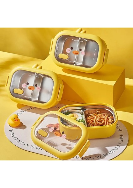 Ördek 1000 ml Sevimli Paslanmaz Çelik Bento Öğle Yemeği Kutusu Çocuklar Okul Kawaii Bento Kutusu Çocuklar Mühürlü Taşınabilir Gıda Kabı Ayrı Isıtılabilir Öğle Yemeği Kutusu (Yurt Dışından)