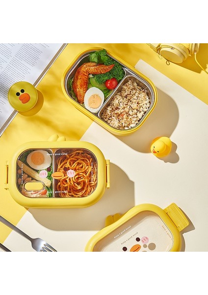 Ördek 1000 ml Sevimli Paslanmaz Çelik Bento Öğle Yemeği Kutusu Çocuklar Okul Kawaii Bento Kutusu Çocuklar Mühürlü Taşınabilir Gıda Kabı Ayrı Isıtılabilir Öğle Yemeği Kutusu (Yurt Dışından)
