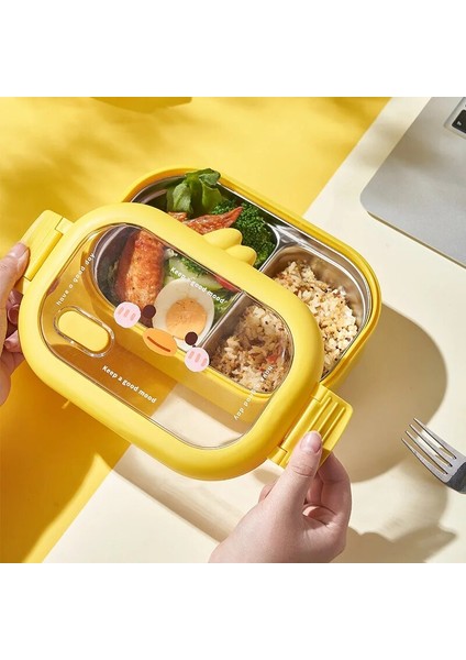 Ördek 1000 ml Sevimli Paslanmaz Çelik Bento Öğle Yemeği Kutusu Çocuklar Okul Kawaii Bento Kutusu Çocuklar Mühürlü Taşınabilir Gıda Kabı Ayrı Isıtılabilir Öğle Yemeği Kutusu (Yurt Dışından)