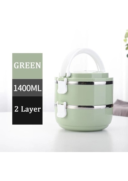 Yeşil 2 Kat Taşınabilir Paslanmaz Çelik Termal Öğle Yemeği Kutusu Çocuklar Için Okul Çalışmaları Mikrodalga Kutusu Termal Hermetik Salata Meyve Gıda Konteyner Kutuları (Yurt Dışından)