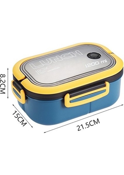 Mavi Öğle Yemeği Kutusu 2 Katmanlar Izgaralar Öğrenci Ofis Çalışanı Mikrodalga Hermetik Bento Kutusu Açık Piknik Meyve Gıda Kabı Çatal Kaşık ile (Yurt Dışından)
