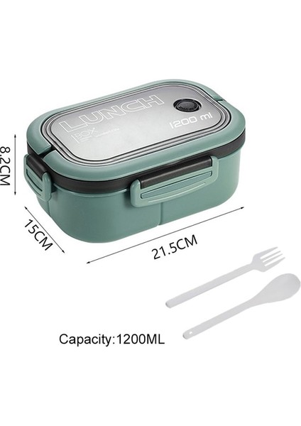 Yeşil 1200ML 1200ML Çocuklar Için Öğle Yemeği Kutusu 2 Katmanlar Çocuk Mikrodalga Bento Kutusu Kaşık Çatal Taşınabilir Hermetik Sızdırmaz Yetişkinler Gıda Kabı (Yurt Dışından)