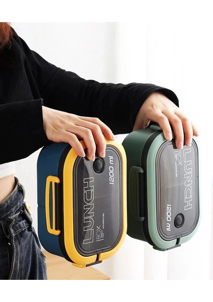 Yeşil 1200ML 1200ML Çocuklar Için Öğle Yemeği Kutusu 2 Katmanlar Çocuk Mikrodalga Bento Kutusu Kaşık Çatal Taşınabilir Hermetik Sızdırmaz Yetişkinler Gıda Kabı (Yurt Dışından) fırsatları