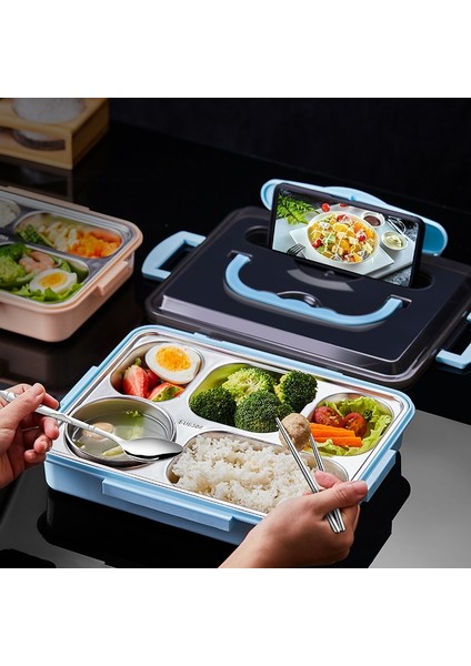 Mavi 3gird Öğle Yemeği Kutusu 304 Paslanmaz Çelik Levha Öğrenci Kantini Mikrodalga Isıtma Bento Taşınabilir Fast Food Yalıtım Bölmeleri Yemek Kabı (Yurt Dışından) modelleri