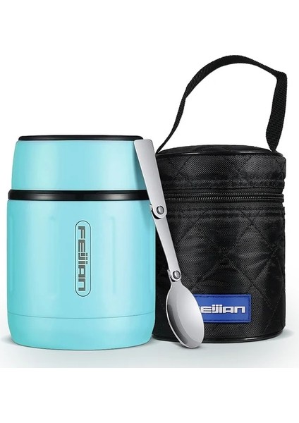 Orman Yeşili 500ML Feıjıan 500ML Gıda Termosu, 316 Paslanmaz Çelik Vakum Yalıtımlı Gıda Kavanoz Kaşıklı Çocuk Öğle Yemeği Kutusu (Yurt Dışından)