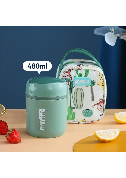 Yeşil 480 ml Worthbuy Termal Öğle Yemeği Kutusu Mikrodalga Güvenli 18/8 Paslanmaz Çelik Gıda Kabı Çocuk Yetişkin Sızdırmaz Öğle Yemeği Kabı Gıda Kavanoz (Yurt Dışından)