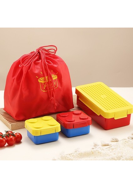 GM1066 1 Yaratıcı Yapı Taşları Öğle Yemeği Kutusu 1 Katmanlı Izgara Çocuk Öğrenci Bento Kutusu Çatal Kaşık Sızdırmaz Mikrodalga Okul (Yurt Dışından)