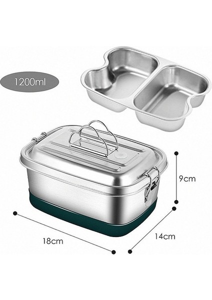 1.2l Iki Izgaralar 304 Paslanmaz Çelik Bento Yemek Kabı Çocuk Için Taşınabilir Izgaralar Hermetik Gıda Saklama Kabı Sızdırmaz Piknik Termal Kutular (Yurt Dışından)