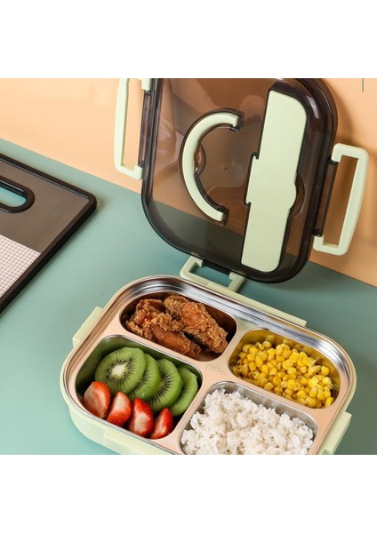 Üç Izgara Yeşil 304 Paslanmaz Çelik Öğle Yemeği Kutusu Yetişkinler Çocuklar Için Aperatif Depolama Taşınabilir Hermetik Kahvaltı Yalıtım Yemek Kabı Mikrodalgaya Uygun (Yurt Dışından) fiyatları