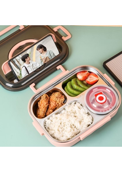 Üç Izgara Yeşil 304 Paslanmaz Çelik Öğle Yemeği Kutusu Yetişkinler Çocuklar Için Aperatif Depolama Taşınabilir Hermetik Kahvaltı Yalıtım Yemek Kabı Mikrodalgaya Uygun (Yurt Dışından) modelleri