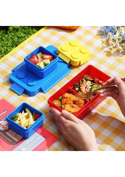 Bento Kutusu Mavi Çanta Çocuklar Için Hediyeler Istiflenebilir Oxford Blok Tuğla Tasarımı Taşınabilir Mühürlü Öğle Yemeği Kutusu Renkli Bloklar Ekleme Çocuk Öğrenci Bento Kutusu (Yurt Dışından) fırsatları