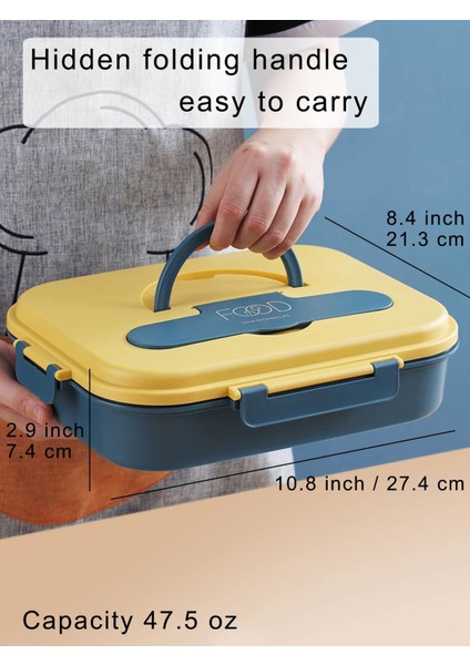 Mavi 1 Taşınabilir Öğle Yemeği Bento Kutusu Katlanır Kolu 18/8 Paslanmaz Çelik Astar Sızdırmaz 4 Bölmeli Gıda Saklama Kapları (Yurt Dışından) modelleri