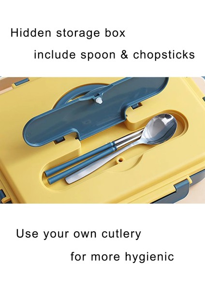 Mavi 1 Taşınabilir Öğle Yemeği Bento Kutusu Katlanır Kolu 18/8 Paslanmaz Çelik Astar Sızdırmaz 4 Bölmeli Gıda Saklama Kapları (Yurt Dışından) indirimleri