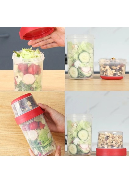 GY300 Taşınabilir Iki Katmanlı Bardak Konteyner Bardak Kapağı Tuppers Gıda Konik Kase Kahvaltı Bardak Tahıl Fındık Yoğurt Salata Bardak Konteyner Seti (Yurt Dışından)