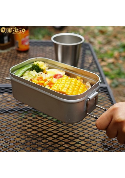 800ML-W-2PIECE Set Onuobao Yetişkin Kare Açık Gezi Kamp Pişirme Artefakt Alüminyum Bento Kutusu Seyahat Taşınabilir Japon Yemek Kabı (Yurt Dışından)
