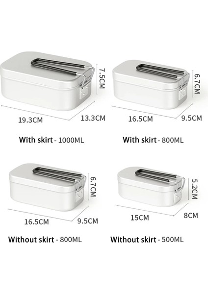 800ML-W-2PIECE Set Onuobao Yetişkin Kare Açık Gezi Kamp Pişirme Artefakt Alüminyum Bento Kutusu Seyahat Taşınabilir Japon Yemek Kabı (Yurt Dışından)