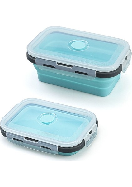 Bu 1200 ml 4 Adet/takım Silikon Dikdörtgen Yemek Kabı Katlanabilir Bento Kutusu Katlanır Gıda Kabı Kase 300/500/800/1200 ml Yemek Takımı (Yurt Dışından)