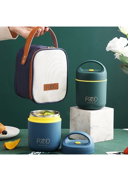 Çanta Almak L 304 Paslanmaz Çelik Vakum Termal Öğle Yemeği Kutusu Yalıtımlı Öğle Yemeği Çantası Gıda Isıtıcı Çorba Bardağı Termos Kapları Öğrenciler Için Bento Kutusu (Yurt Dışından)