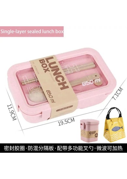 3-Pembe Set 850ML 850ML 1100ML Buğday Samanı Yemek Kabı Sağlıklı Malzeme Bento Kutuları Mikrodalga Yemek Takımı Gıda Saklama Kabı Öğle Yemeği Kutusu Ланч Бокс (Yurt Dışından)