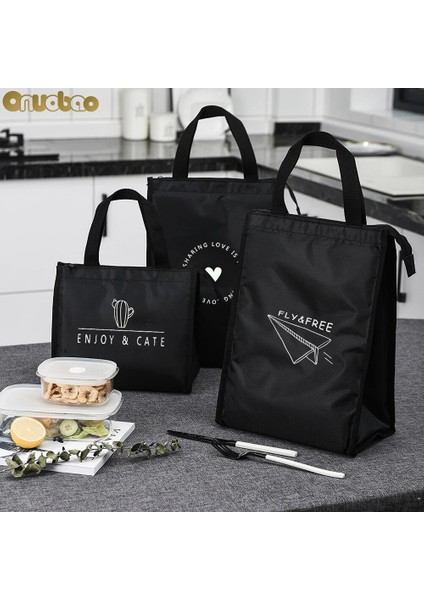 Kısa (Uçak) Onuobao Yalıtımlı Öğle Yemeği Çantası Su Şişesi Çantası, Su Geçirmez ve Soğutucu ve Termal Siyah Öğle Yemeği Kutusu Çantası Tote Bento Çantası Erkekler Kadınlar Için (Yurt Dışından)