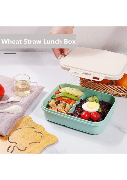 Yeşil Buğday Samanı Öğle Yemeği Kutusu Mikrodalga Sofra Öğrencileri Yetişkin Çok Izgaralar Öğle Yemeği Kutuları Yalıtım Taze Tutmak Sızdırmaz Saklama Kutusu (Yurt Dışından) modelleri