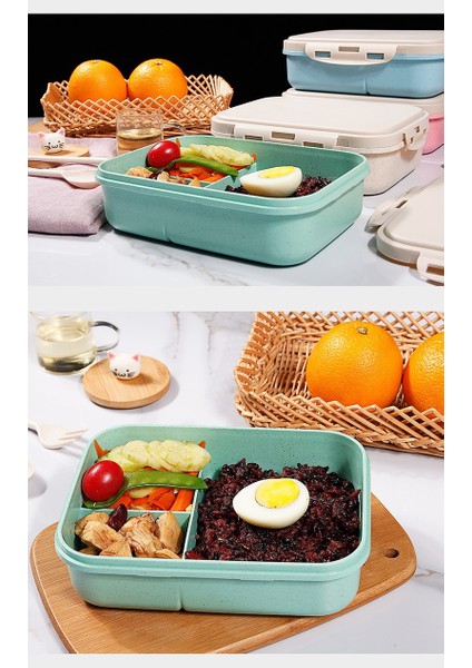 Yeşil Buğday Samanı Öğle Yemeği Kutusu Mikrodalga Sofra Öğrencileri Yetişkin Çok Izgaralar Öğle Yemeği Kutuları Yalıtım Taze Tutmak Sızdırmaz Saklama Kutusu (Yurt Dışından) fırsatları