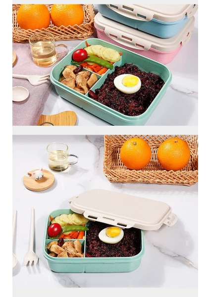 Yeşil Buğday Samanı Öğle Yemeği Kutusu Mikrodalga Sofra Öğrencileri Yetişkin Çok Izgaralar Öğle Yemeği Kutuları Yalıtım Taze Tutmak Sızdırmaz Saklama Kutusu (Yurt Dışından) indirimleri