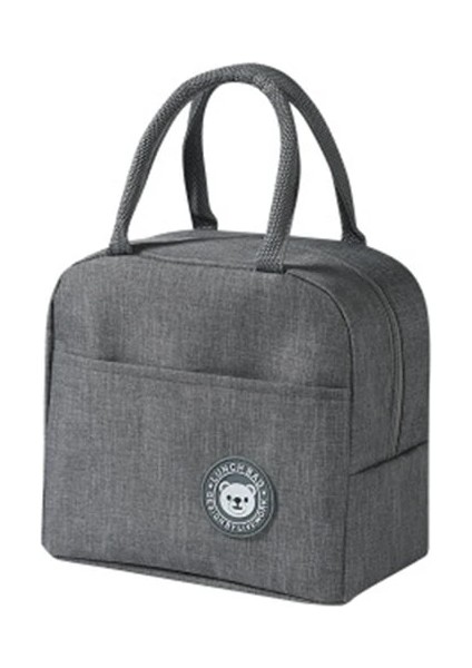 Gri Termal Öğle Yemeği Çantası Çocuklar Için Çocuk Okul Bento Kutusu Çantası Yemek Kabı Konteyner Tote Erkek Kadın Seyahat El Çantası Yetişkin Kahvaltı Çantası (Yurt Dışından)
