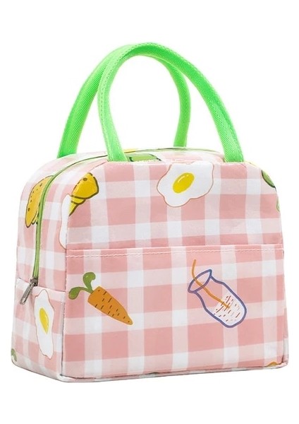 03 Öğle Yemeği Çantası Kolu Yalıtım Soğutucu Çanta Kadın Çocuk Öğle Yemeği Kutusu Piknik Seyahat Taşınabilir Gıda Depolama Kahvaltı Termal Gıda Çantası (Yurt Dışından)