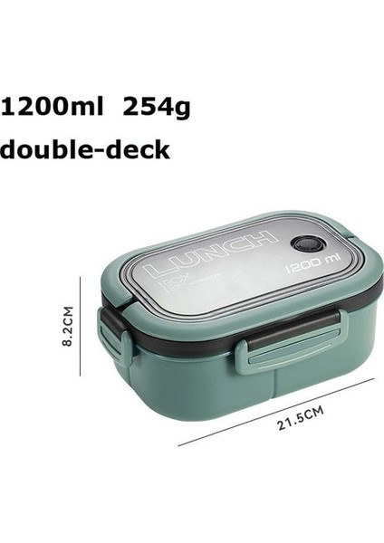 1200ML-AÇIK Mavi 2 Taşınabilir Hermetik Öğle Yemeği Kutusu 2 Katmanlı Izgara Çocuk Öğrenci Bento Kutusu Çatal Kaşık ile Sızdırmaz Mikrodalgada Koku Önlemek Okul (Yurt Dışından)