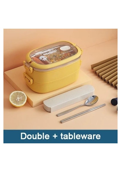 2yellow-1 Çok Katmanlı Bento Kutusu Japon Tarzı Taşınabilir Açık 304 Paslanmaz Çelik Bölmeli Gıda Kutuları ile Çocuklar Için Termal Öğle Yemeği Kutusu (Yurt Dışından)