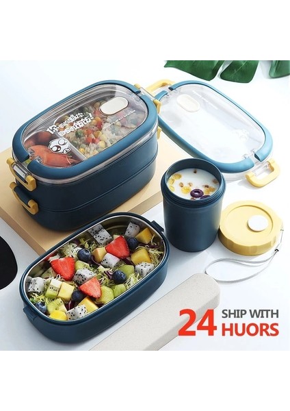 2yellow-1 Çok Katmanlı Bento Kutusu Japon Tarzı Taşınabilir Açık 304 Paslanmaz Çelik Bölmeli Gıda Kutuları ile Çocuklar Için Termal Öğle Yemeği Kutusu (Yurt Dışından) fiyatları