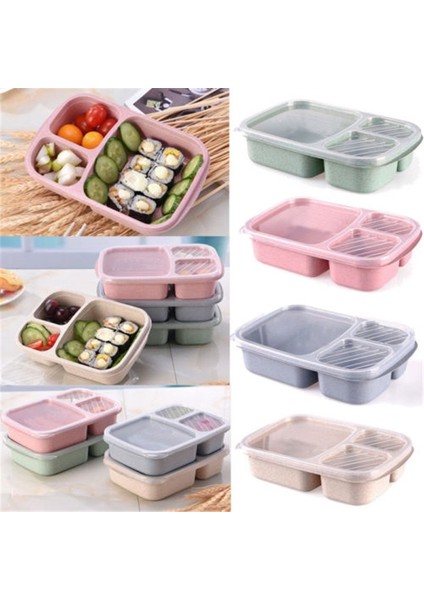 Mavi 3 Öğle Yemeği Kutusu Çocuklar Için Taşınabilir Mikrodalga Bento Kutuları Öğle Yemeği Piknik Meyve Gıda Konteyner Ev Saklama Kutusu (Yurt Dışından)