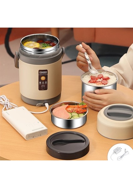 Termal Çanta-Mavi 3 USB Elektrikli Isıtma Öğle Yemeği Kutusu Paslanmaz Çelik Gıda Isıtıcı Bento Öğle Yemeği Kutusu Sıcak Yemek Kabı Ofis Okul Için Termal Kutular (Yurt Dışından)