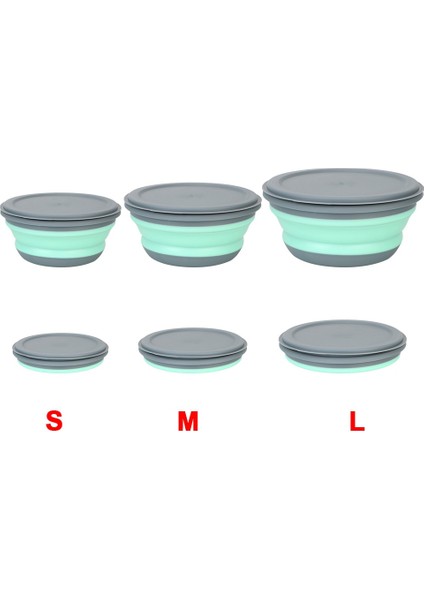 Yeşil Katlanır Öğle Yemeği Kutusu Gıda Kabı 3 Adet/takım Sofra Seti Kase Setleri Taşınabilir Katlanabilir Salata Kasesi Silikon Kapaklı Katlanır Kase (Yurt Dışından) fırsatları