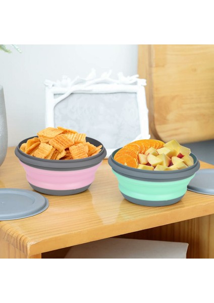 Yeşil Katlanır Öğle Yemeği Kutusu Gıda Kabı 3 Adet/takım Sofra Seti Kase Setleri Taşınabilir Katlanabilir Salata Kasesi Silikon Kapaklı Katlanır Kase (Yurt Dışından) indirimleri