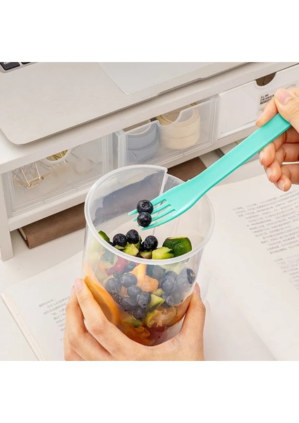 Yeşil 1000 ml 1l Taşınabilir Salata Bardağı Çocuk Kahvaltı Salata Kasesi Çatal ile Okul Öğle Yemeği Kutusu Gıda Depolama Bento Kutusu Yoğurt Yulaf Ezmesi Tahıl Süt Fincan (Yurt Dışından)