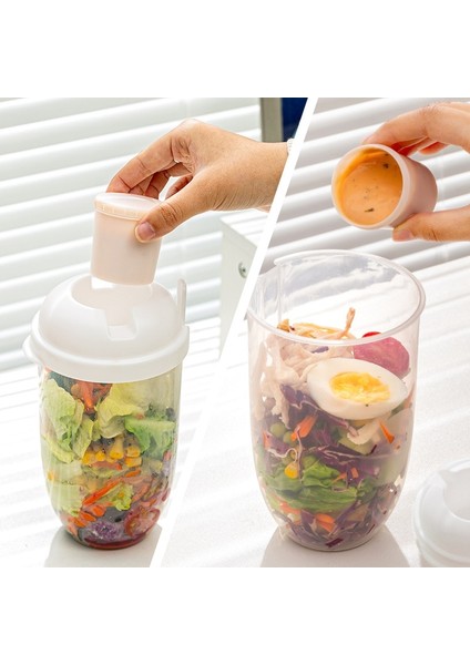 Yeşil 1000 ml 1l Taşınabilir Salata Bardağı Çocuk Kahvaltı Salata Kasesi Çatal ile Okul Öğle Yemeği Kutusu Gıda Depolama Bento Kutusu Yoğurt Yulaf Ezmesi Tahıl Süt Fincan (Yurt Dışından)