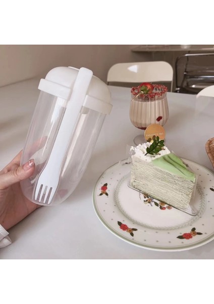 Yeşil 1000 ml 1l Taşınabilir Salata Bardağı Çocuk Kahvaltı Salata Kasesi Çatal ile Okul Öğle Yemeği Kutusu Gıda Depolama Bento Kutusu Yoğurt Yulaf Ezmesi Tahıl Süt Fincan (Yurt Dışından)