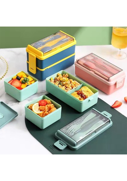 Diğer Bento Kutusu Japon Tarzı Plastik Öğle Yemeği Okul Çalışması Mikrodalgada Çift Katmanlı Bölme Sebzelik Mutfak Gıda Saklama Kabı (Yurt Dışından)