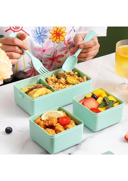 Diğer Bento Kutusu Japon Tarzı Plastik Öğle Yemeği Okul Çalışması Mikrodalgada Çift Katmanlı Bölme Sebzelik Mutfak Gıda Saklama Kabı (Yurt Dışından)