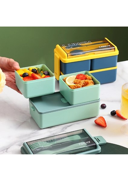 Diğer Bento Kutusu Japon Tarzı Plastik Öğle Yemeği Okul Çalışması Mikrodalgada Çift Katmanlı Bölme Sebzelik Mutfak Gıda Saklama Kabı (Yurt Dışından)