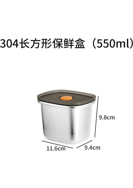 550ML 304 Paslanmaz Çelik Taze Tutma Kutusu Buzdolabı Vakumlu Gıda Meyve Saklama Kapları Dondurucu Mühürlü Sızdırmaz Bento Yemek Kabı (Yurt Dışından)