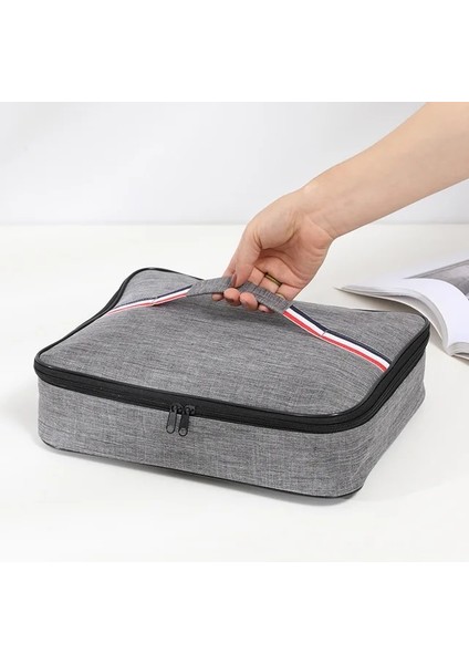 Gri Yalıtımlı Öğle Yemeği Kutusu Erkek Kadın Seyahat Taşınabilir Kamp Piknik Çantası, Oxford Kumaş + Alüminyum Folyo Soğuk Gıda Soğutucu Termal Çanta Çanta (Yurt Dışından)