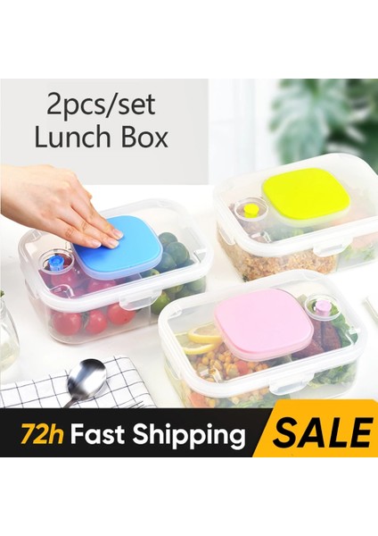 Green-S-2pcs Yemek Kabı 1200/800/600ML Hava Geçirmez Bento Kutusu Çocuklar Için Yetişkin 2 Bölmeli Okul Gıda Kabı Mikrodalga Bento Kutuları 1 Adet/takım (Yurt Dışından)