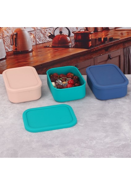 YH-PINK-300ML 1 Silikon Bento Kutusu 3 Bölmeli Yetişkin Öğle Yemeği Kutusu Bento Konteynerleri Okul Iş Seyahati Için Kapaklı Gıda Saklama Kutusu Konteyner (Yurt Dışından)