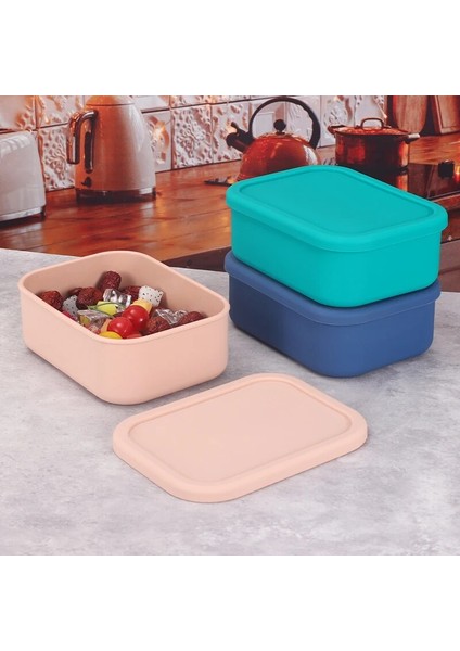 YH-PINK-300ML 1 Silikon Bento Kutusu 3 Bölmeli Yetişkin Öğle Yemeği Kutusu Bento Konteynerleri Okul Iş Seyahati Için Kapaklı Gıda Saklama Kutusu Konteyner (Yurt Dışından)